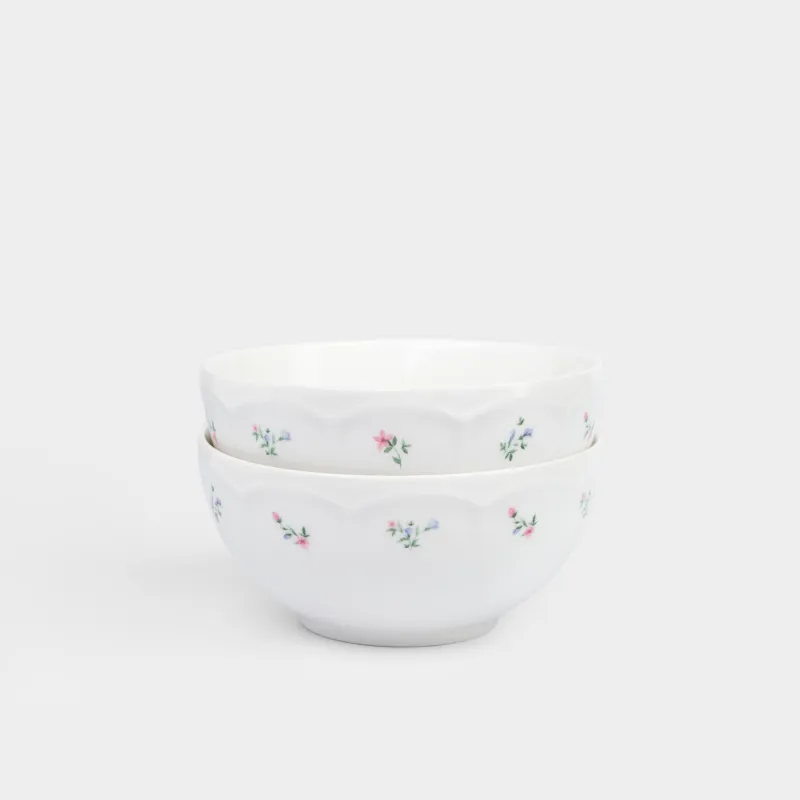 Кесе, 14х7 см, 600 мл, 2 дана, фарфор N, ақ, Нәзік гүлдер, El floria