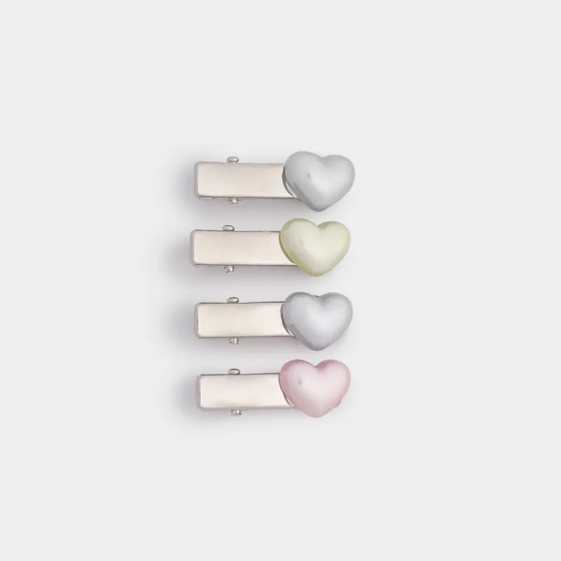 Шаш қыстырғыш, 3 см, 4 дана, балаларға арналған, металл/пластик, микс, Жүрек, Hairstyle