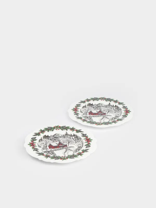 Тарелка десертная, 20 см, 2 шт, фарфор N, белая, Дом в лесу, Forest house, image-1