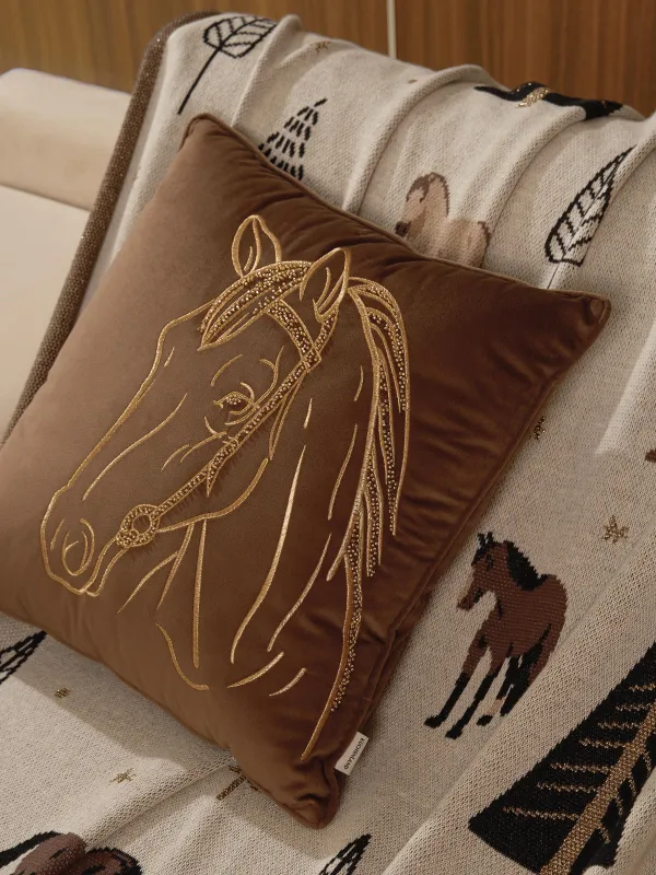 Подушка декоративная, 45х45 см, с бисером, Лошадь, Horse, image-3