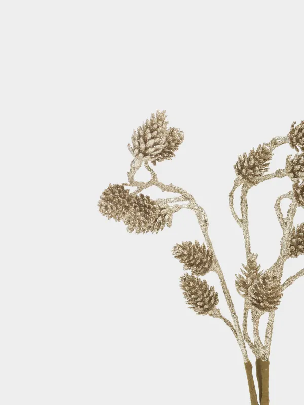 Ветка декоративная, 34 см, Золотистые шишки, Conifer delice, image-3