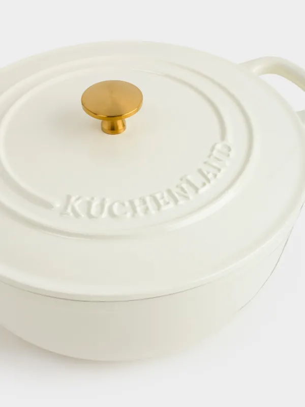 Казан, 25 см, 3,5 л, с крышкой, чугун, молочный, Light kitchen, image-2