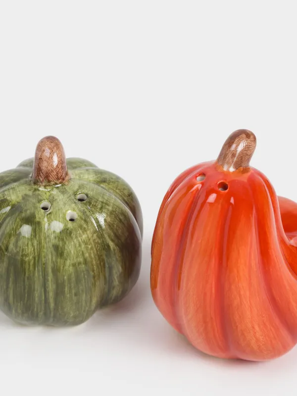 Тұз және бұрыш жиынтығы, 8 см, керамика, қызғылт сары/жасыл, Асқабақ, Forest symphony, image-1