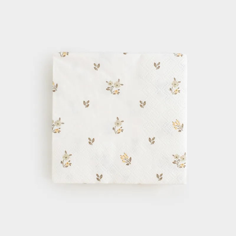 Қағаз майлықтар, 21х21 см, 20 дана, төртбұрышты, ақ, көне гүлдер, La flore