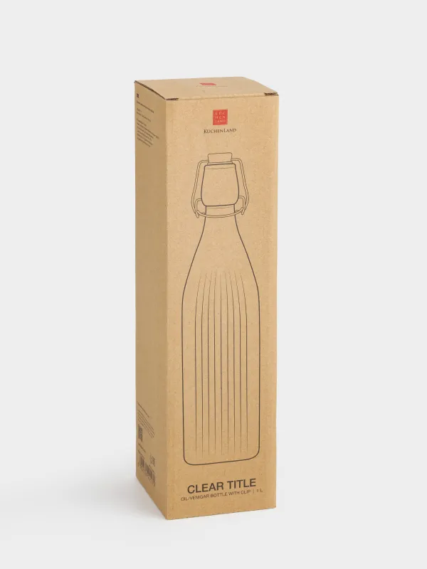 Бутылка для масла или уксуса, 1 л, с клипсой, Clear title, image-4