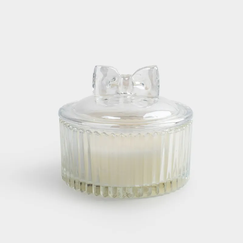 Хош иісті шам, 11х5 см, шам ұстағышта, қақпағы бар, інжу-маржан, шыны, Raw Space, Бантик, Elegant