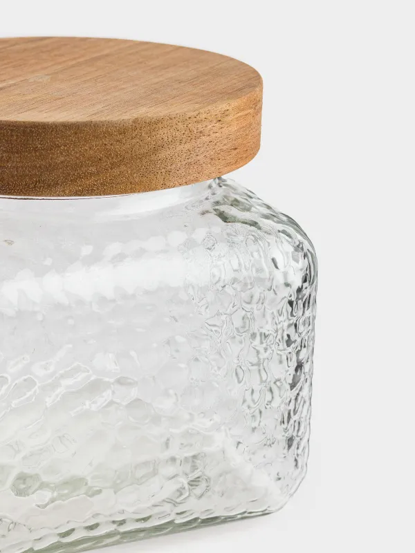 Сусымалы өнімдерге арналған құты, 1,2 л, шыны/ағаш, Ripply wood, image-5