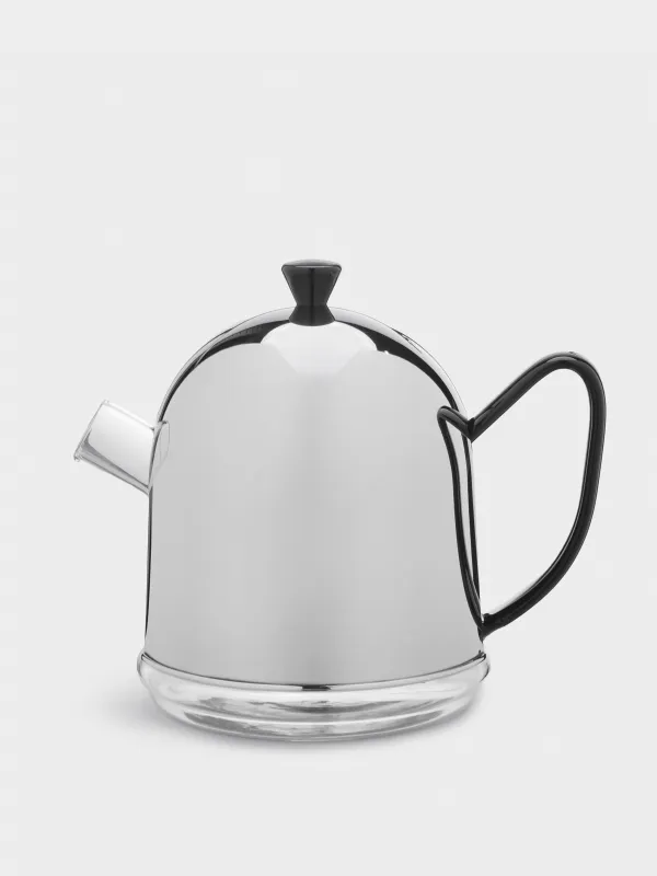 Чайник заварочный, 600 мл, крышка-грелка, стекло Б/сталь, черная ручка, Купол, Affogato, image-0