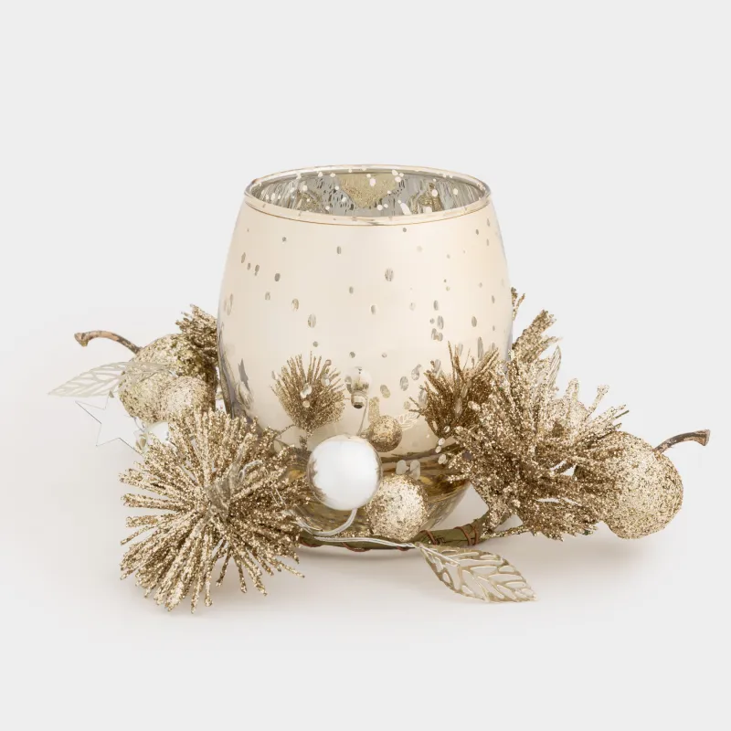 Шам ұстағыш, 15х10 см, шай шамына арналған, шамы бар, шампан, Алма, Apple garden