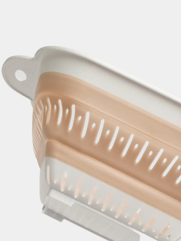 Дуршлаг, 22х22 см, жиналмалы, пластик/резеңке, шаршы, сарғылт-қоңыр, Foldaway, image-3