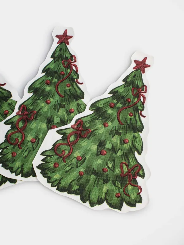 Салфетки бумажные, 20х30 см, 20 шт, фигурные, белые, Ель со звездой, Christmas traditions, image-3