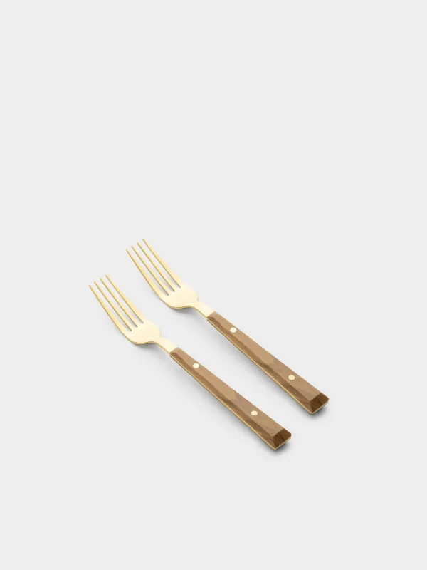 Вилка столовая, 2 шт, сталь/пластик, золотисто-коричневая, Colombo gold, image-1