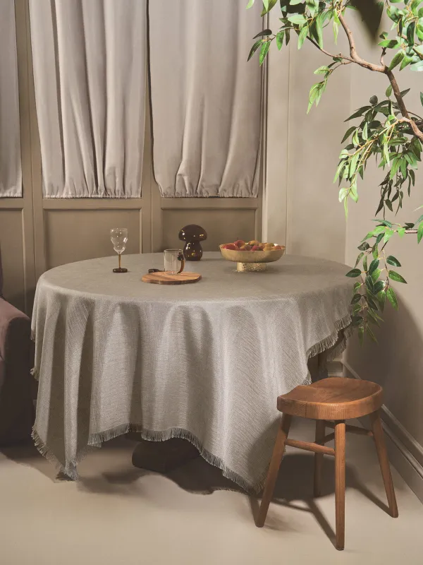 Дастархан, 170х250 см, шашақтары бар, полиэстер, сұр меланж, Beverin, image-9