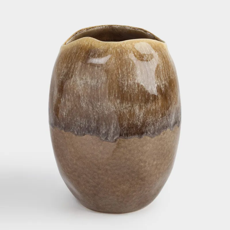 Гүл вазасы, 30 см, керамика, қоңыр, Жиегі тегіс емес, Antic