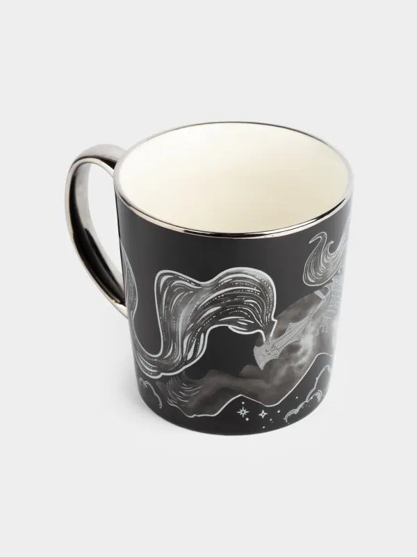 Кружка, 500 мл, фарфор N, черно-серебристая, Лошадь, Horse silver, image-2