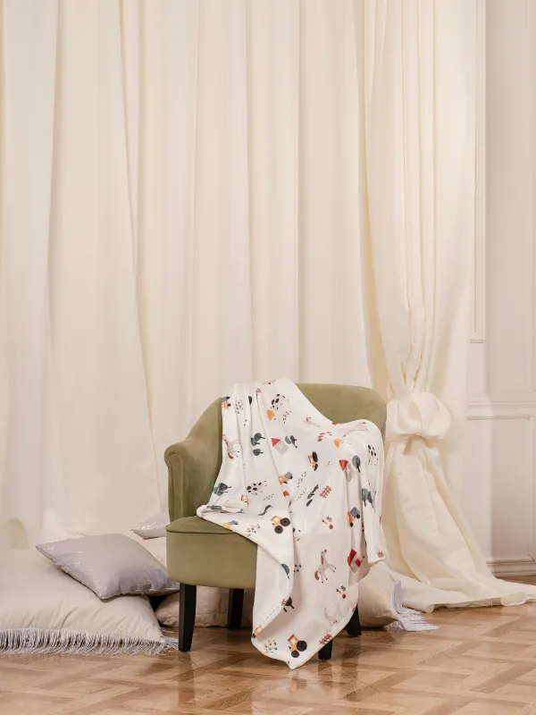 Көрпе, 90х120 см, балаларға арналған, фланель, сүт түстес, Ферма, Flannel, image-5