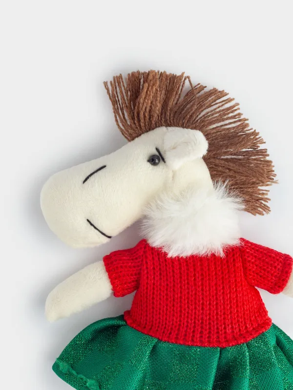 Магнит, 18 см, жұмсақ, полиэстер, сарғылт-қоңыр, Жасыл көйлектегі жылқы, Cute horse, image-2