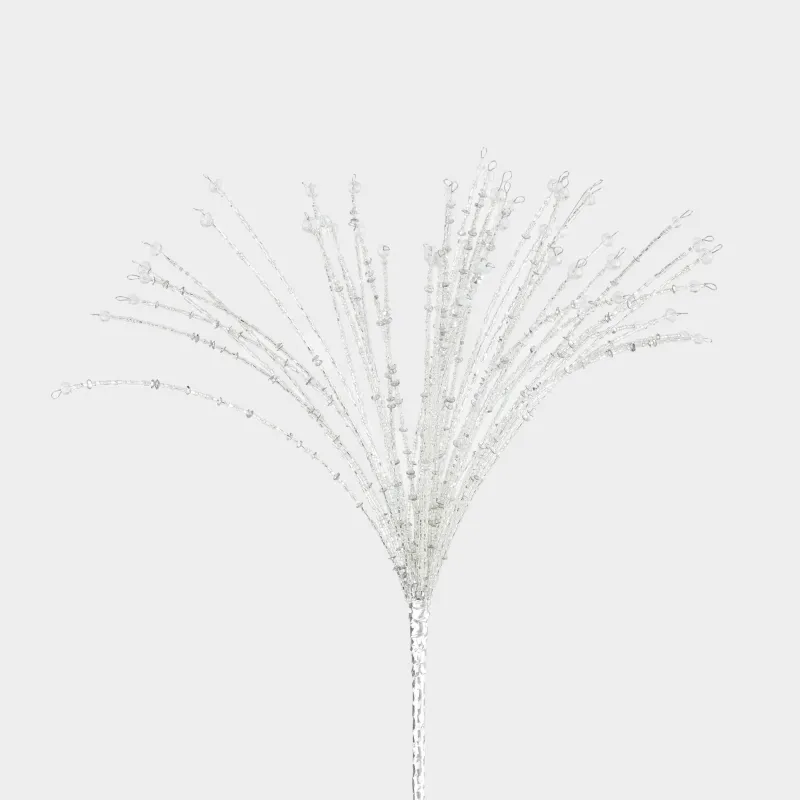 Сәндік бұтақ, 57 см, моншақтар/металл, күміс, Моншақтар, Balls decor, image-1