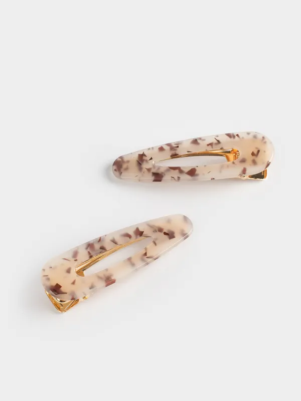 Шаш қыстырғыш, 7 см, 2 дана, акрил/металл, сүт түстес, інжу-маржан, Гламур, Glam, image-1