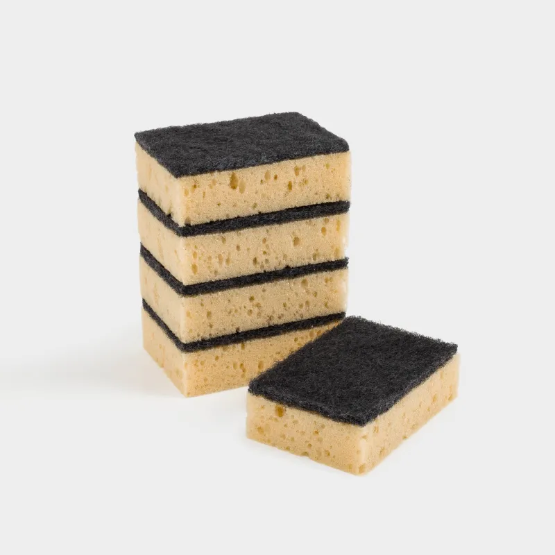 Ыдыс жууға арналған губка, 10х7 см, 5 дана, көбік/абразивті, қара және сарғылт, Black clean