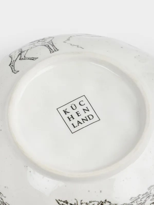 Салат ыдысы, 17х6 см, 550 мл, керамика, ақ, Ормандағы бұғылар, Crumple print, image-3