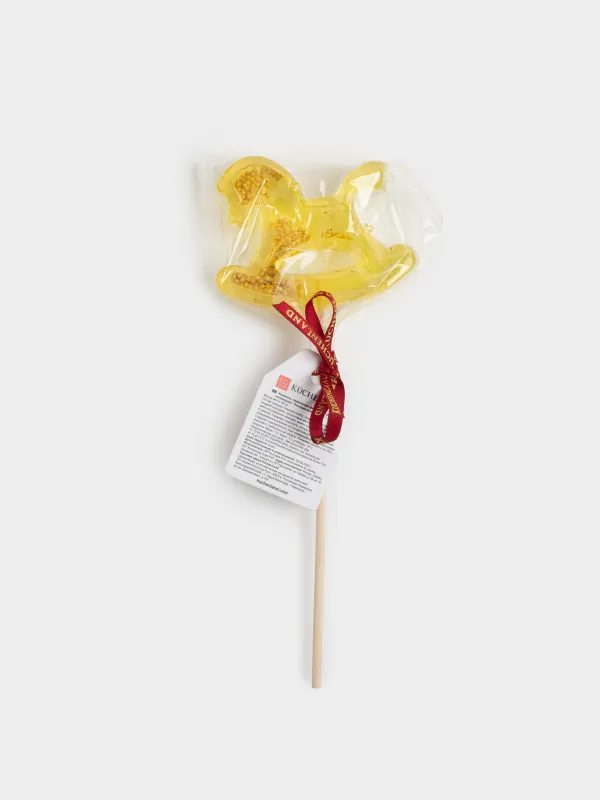 Мұз кәмпит, 40 гр, сылдырмақ, таяқшада, изомальт, сары, Тербелетін ат, Sweet life, image-4