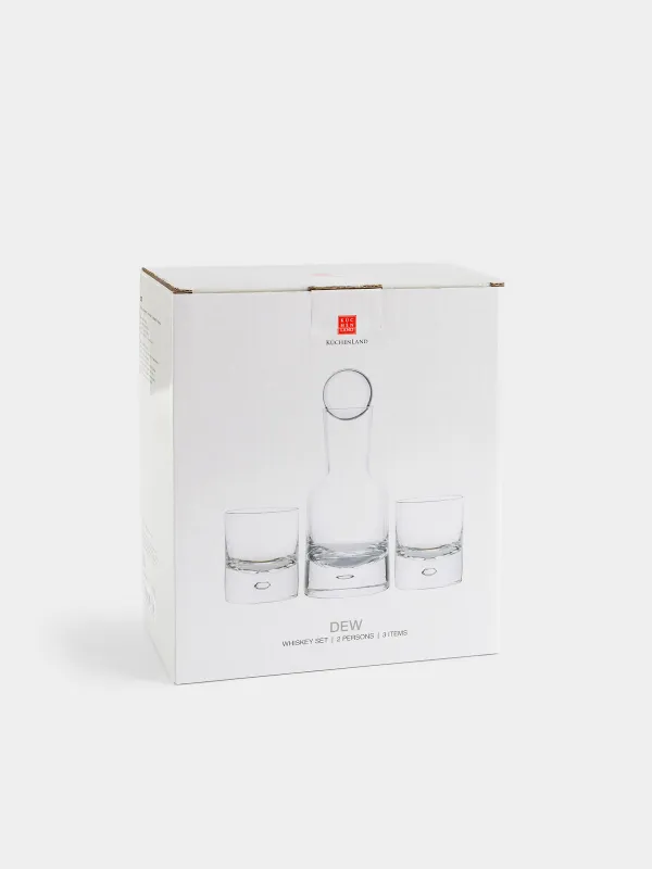 Вискиге арналған жиынтық, 2 адам, 3 зат, графин/стақандар, шыны, Көпіршік, Dew, image-4