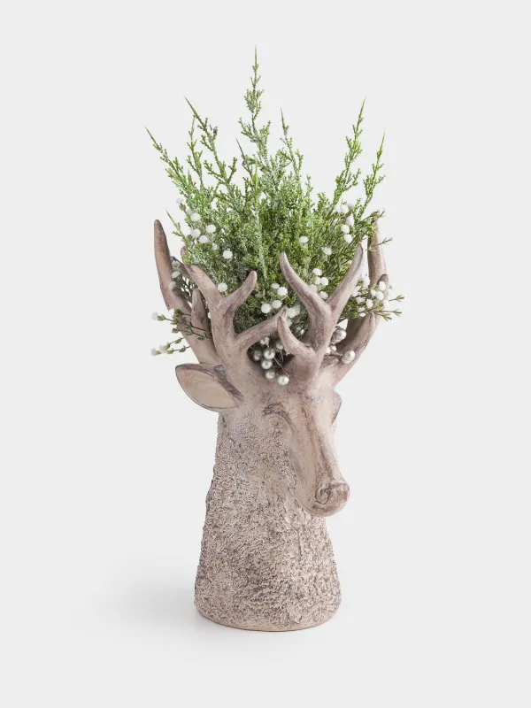 Сәндік ваза, 40 см, полирезин, қоңыр, Бұғы басы, Deer, image-5