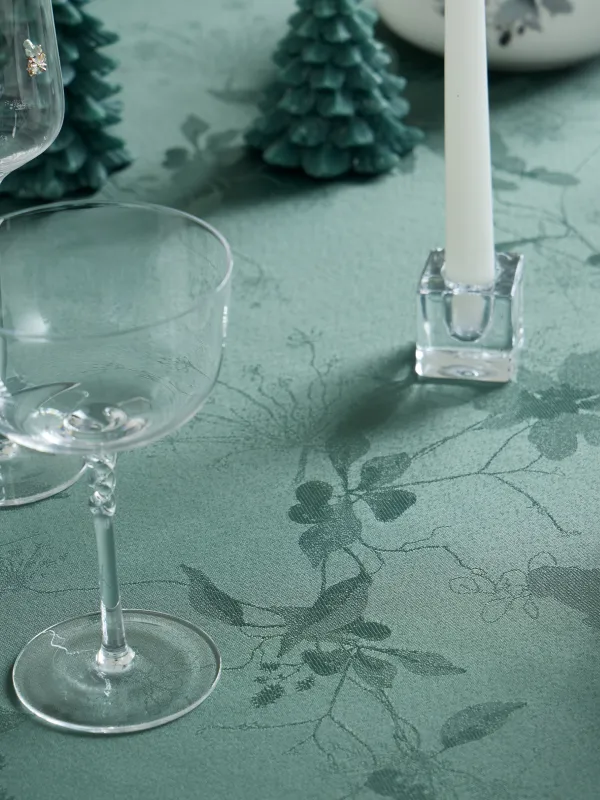 Скатерть, 170х250 см, жаккард, полиэстер, зеленая, Цветы, Flora green, image-4