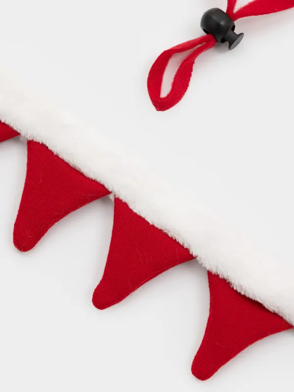 Жануарларға арналған карнавалдық жиынтық, 2 зат, жаға/қалпақ, полиэстер, қызыл, Аяз ата, Christmas pet, image-2