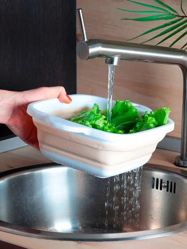 Дуршлаг, 26 см, складной, квадратный, пластик/резина, серо-бежевый, Foldaway, image-4