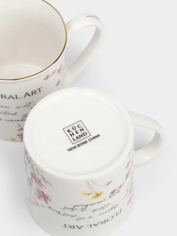 Саптыаяқ, 300 мл, 2 дана, фарфор N, ақ, алтын жиегі бар, Гүл бақшасы, Meadow, image-4