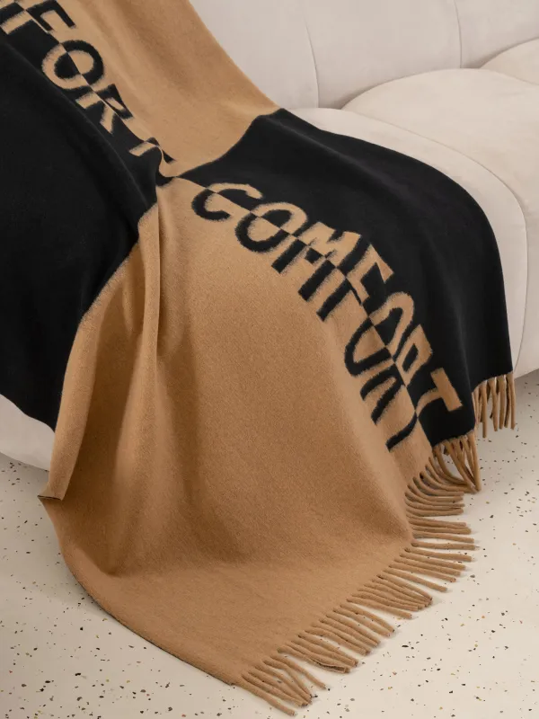 Жамылғы, 130х170 см, шашағы бар, полиэстер, сарғылт-қоңыр және қара, Comfort, Soft home, image-2