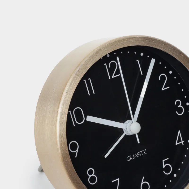 Оятқыш сағат, 9 см, металл/шыны, дөңгелек, ақ-қара, Dial, image-4