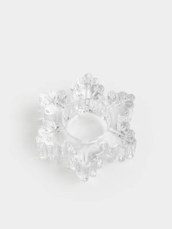 Подсвечник, 11 см, для чайной свечи, стекло, Снежинка, Snowfall, image-2