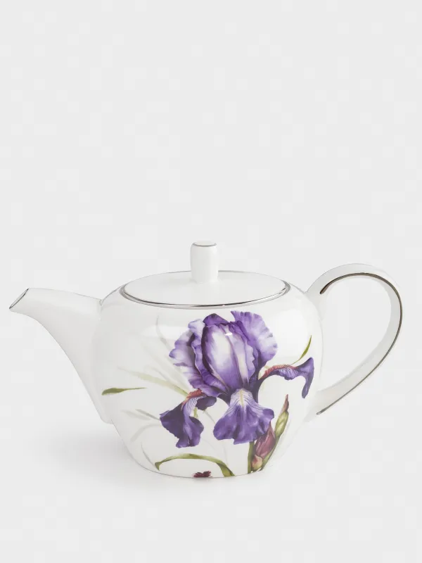 Чайник заварочный, 1,2 л, фарфор F, с серебристым кантом, Ирис, Antarctica Flowers, image-0