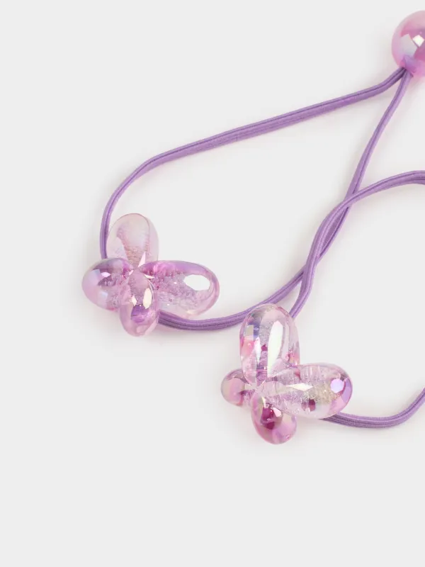 Шашқа арналған серпімді, 9 см, 2 дана, акрил / полиэстер, күлгін, көбелек, Грацил, image-1