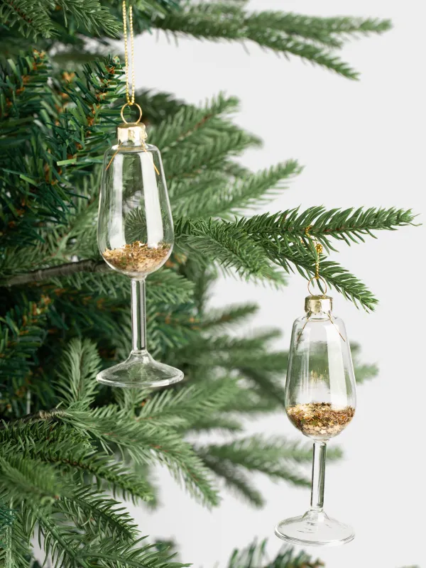 Игрушка елочная, 12 см, 2 шт, стекло, золотистая, Бокалы со звездами внутри, Figure filler, image-3