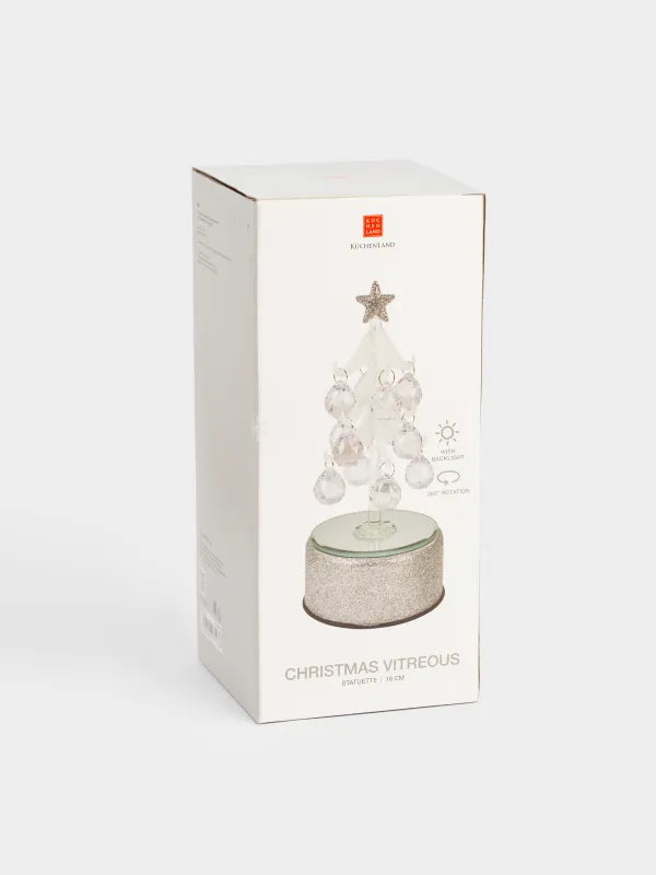 Статуэтка с подсветкой, 18 см, вращающаяся, с подвесками, стекло, серебристая, Christmas vitreous, image-6