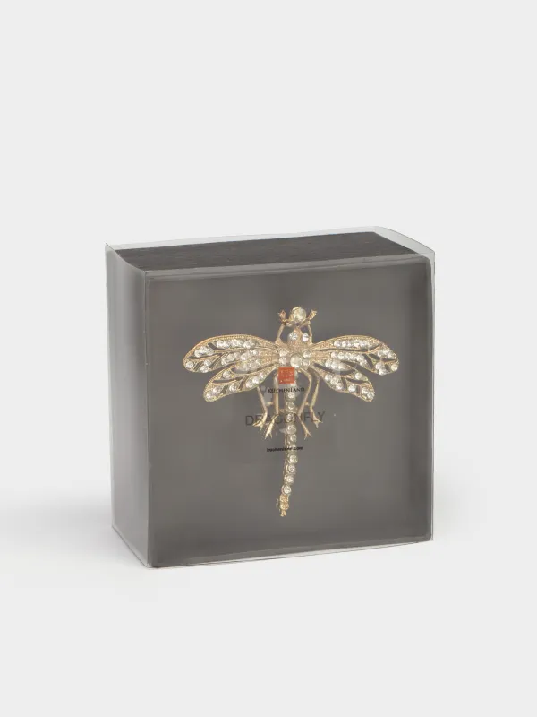 Кольцо для салфеток, 8 см, металл/стразы, золотистое, Стрекоза, Dragonfly, image-3