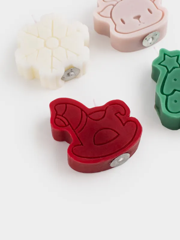 Шам, 2 см, 4 дана, түс, Жылқы/Қар Ұшқыны/Бұғы/Шырша, Shape candle, image-3