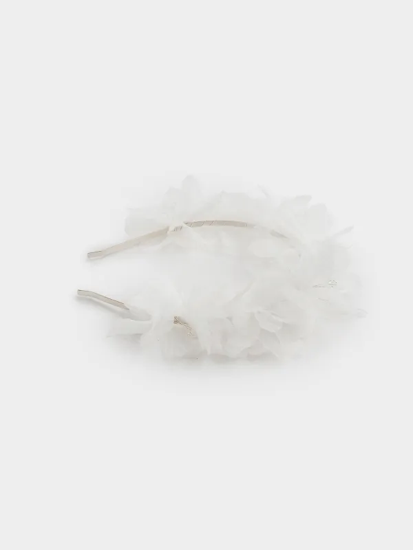 Ободок для волос, 13х15 см, детский, полиэстер/стекло, белый, Цветы, Hairstyle, image-1