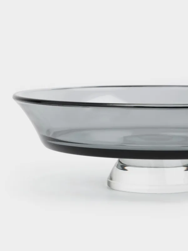 Блюдо на ножке, 20х7 см, стекло, серое, Clear grey, image-4