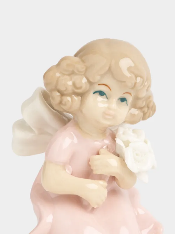 Статуэтка, 8 см, фарфор P, розово-бежевая, Девочка с цветами, Girl figurine, image-3