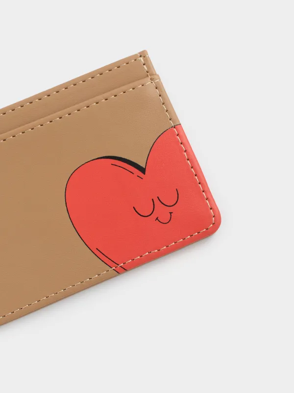 Картхолдер, 10х7 см, полиуретан, қоңыр, Жүрек, Heart accessory, image-1