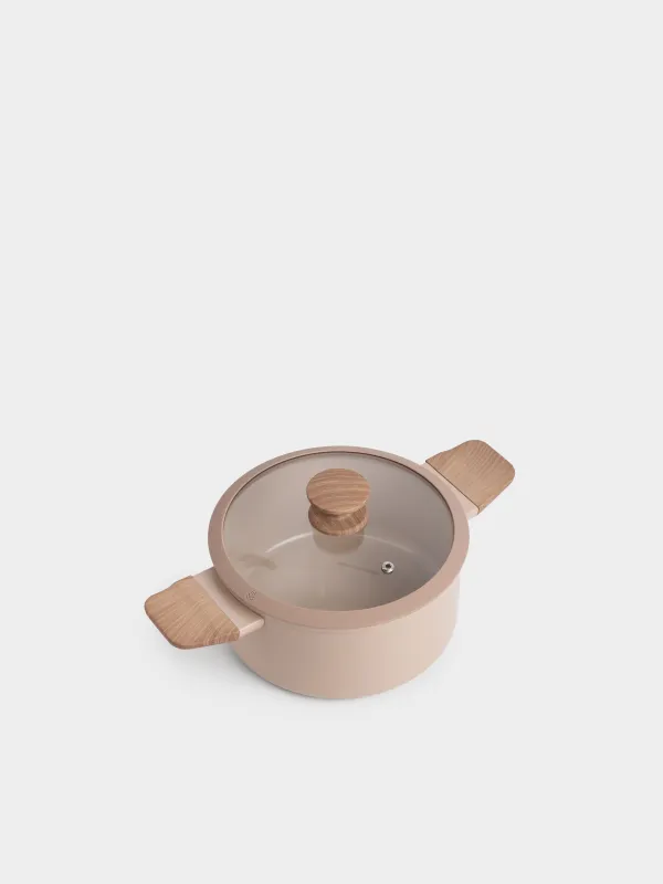 Кастрюля, 20 см, 2,6 л, с крышкой, с покрытием, алюминий, бежевая, Sincerity, image-1