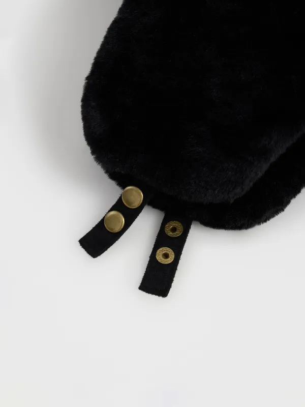 Әйелдер құлақшын-бас киімі, бірыңғай өлшем, жасанды үлбір, қара, Furry, image-7