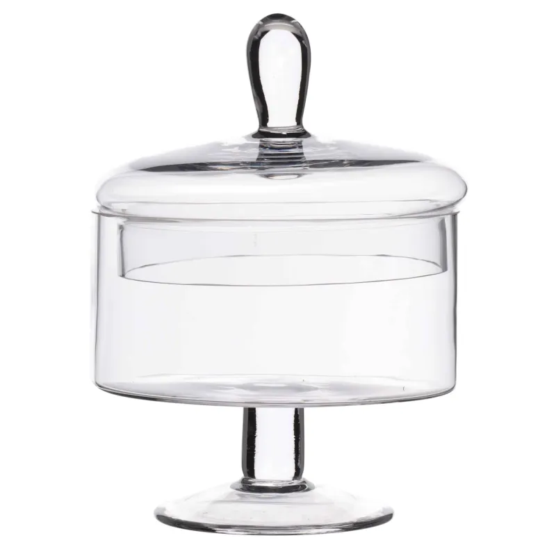 Кәмпит ыдысы, 13х17 см, аяқта, қақпағы бар, шыны, Clear, image-0