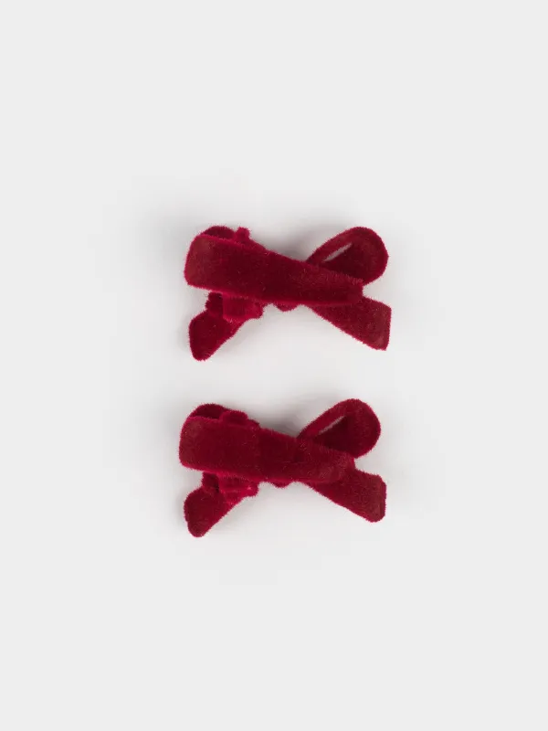 Шаш қыстырғыш, 3 см, 2 дана, балаларға арналған, полиэстер/металл, қызыл, Банттар, Hairstyle, image-1