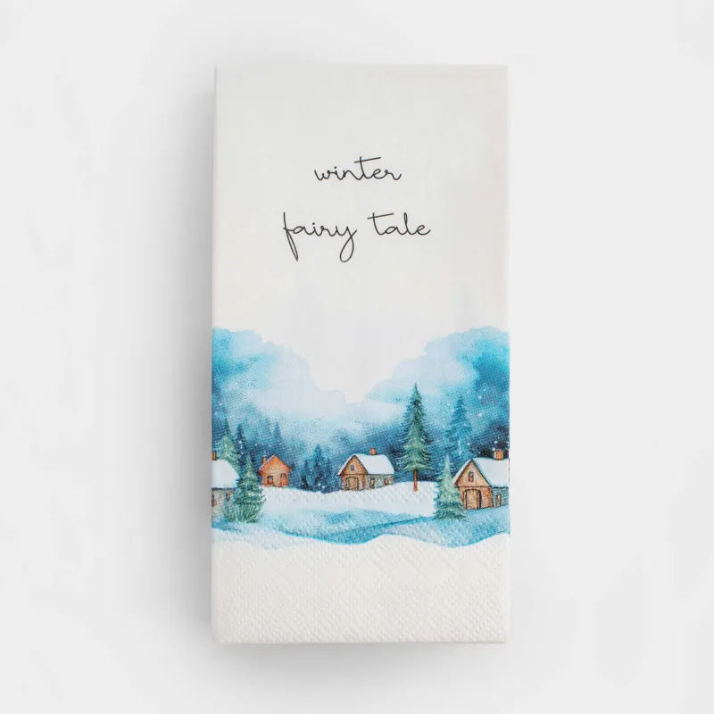 Қағаз майлықтар, 33х33 см, 20 дана, төртбұрышты, ақ, Қар басқан үйлер, Winter house